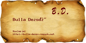 Bulla Dezső névjegykártya